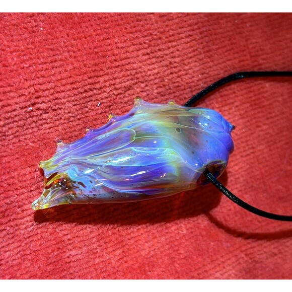 Lampwork Sea shell Multi-colored Glass pendant Necklace NEW - Picture 6 of 11